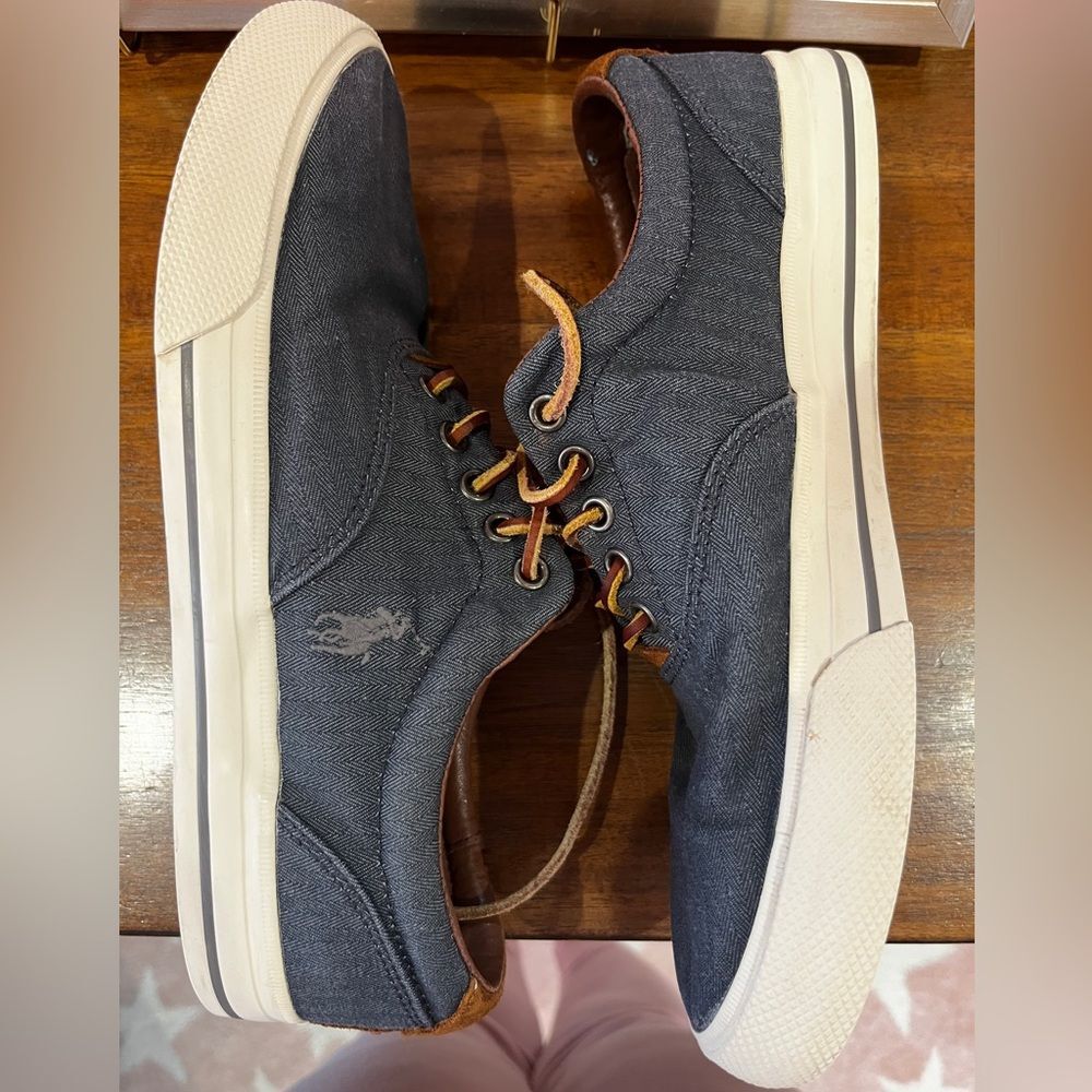 Polo Ralph Lauren Mens Navy Herringbone leather laces Size 8